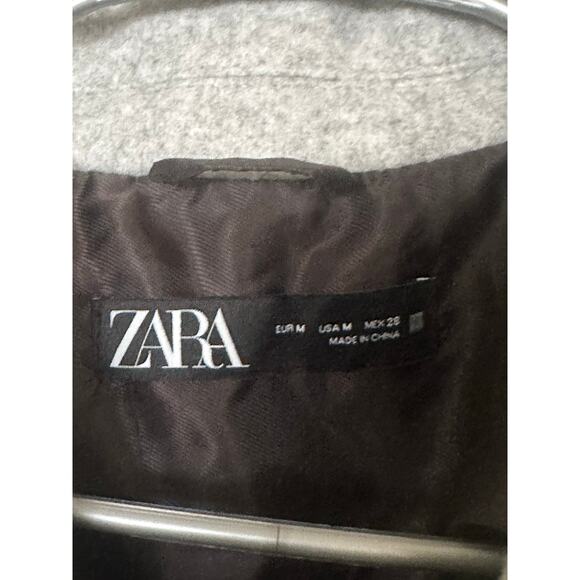 Zara Jacket Womens Medium Long Sleeve Shawl Lapel Double Breasted Blazer Gray - Picture 6 of 12